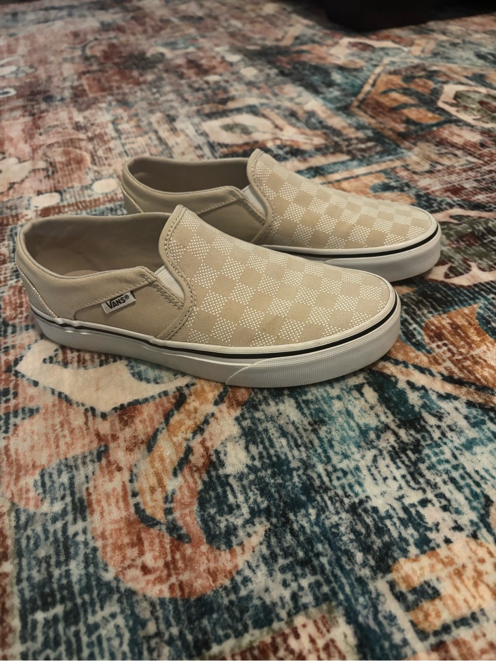 Vans Classic Slip-On Checkerboard in Beige